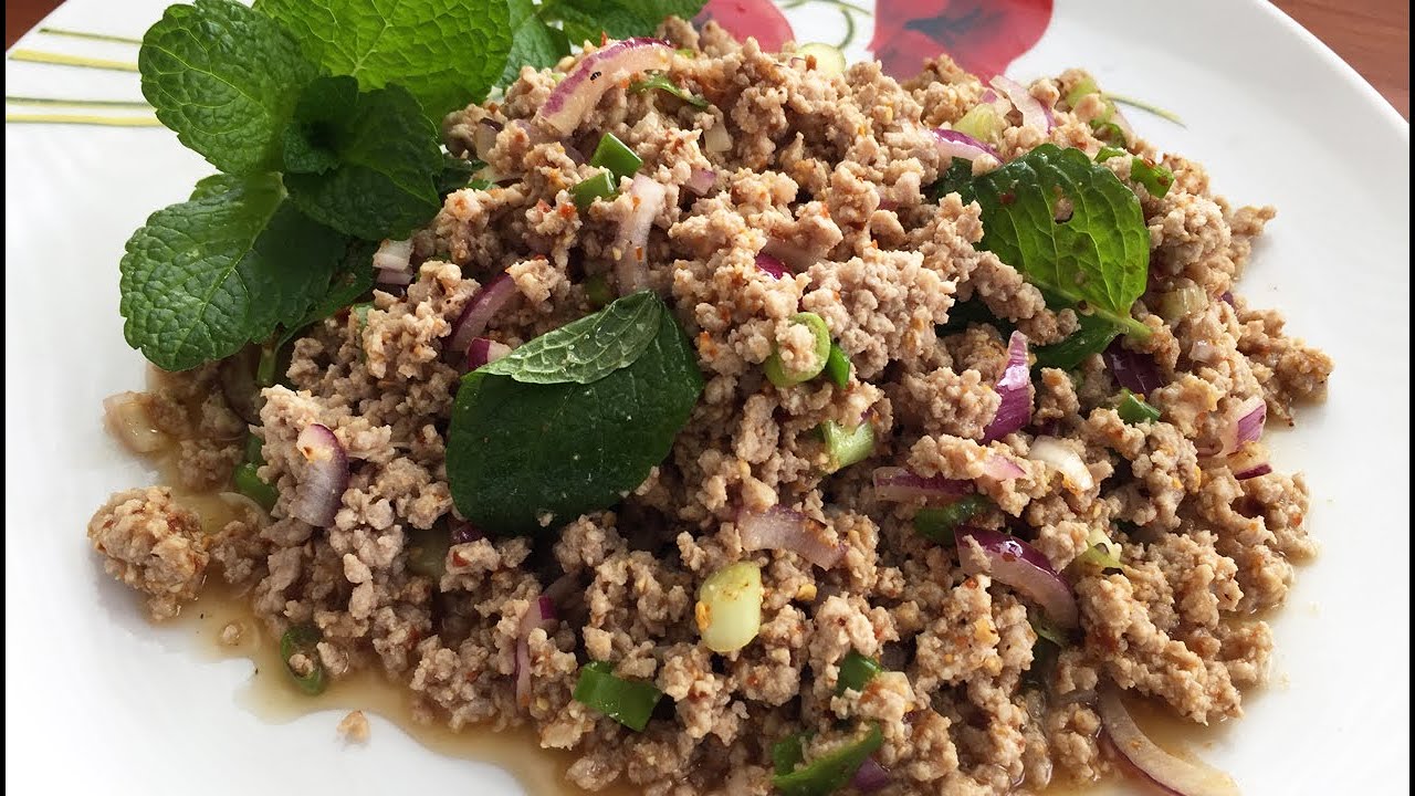 LARB RECIPE THAI PORK MINCE SALAD THAI LARB RECIPE THAI COOKING STREET FOOD ลาบหมู
