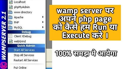 Run and Execute Php Page and Project in Wampserver | HINDI