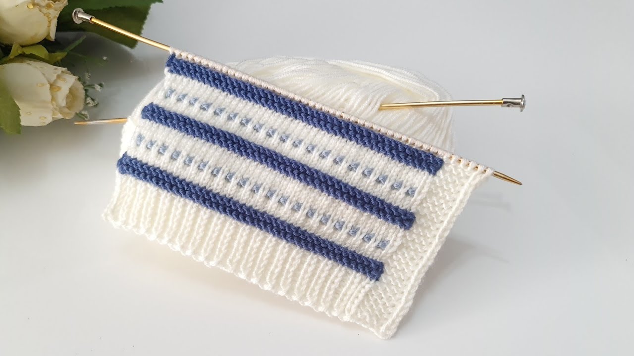 İki şiş kolay renkli örgü modeli / çocuk yelek hırka süveter örgü modelleri