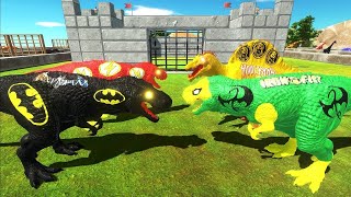 BATMAN T-REX &amp; FLASH T-REX DEATH RUN CASTLE - Animal Revolt Battle Simulator