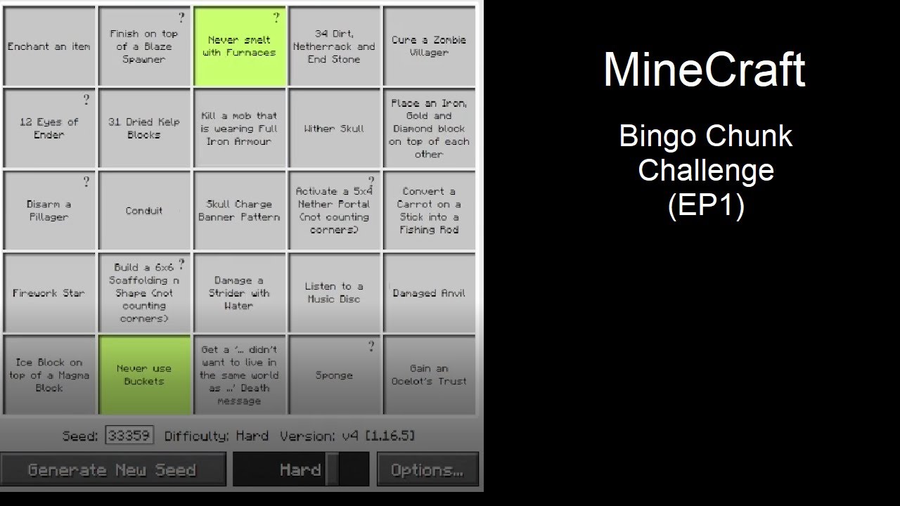Minecraft Bingo Chunk Challenge (EP1) - YouTube