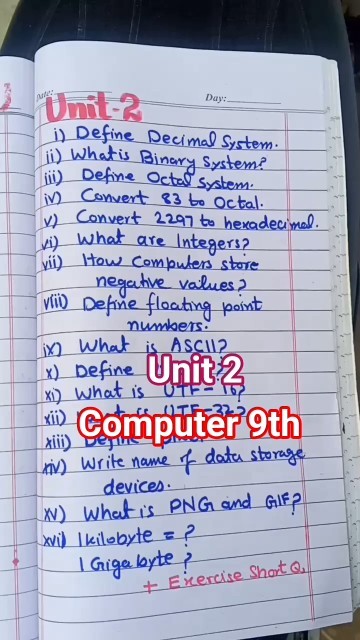 Computer Science Class 9 | Unit 2 Number System | Short Questions ...