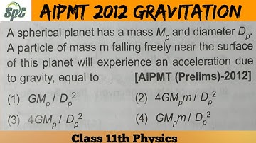 A spherical planet has a mass Mp and diameter Dp . A particle of mass m falling freely near the surf
