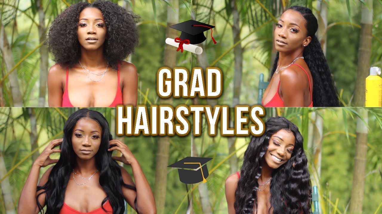 4 Graduation Hairstyles For Black Girls!(Natural Hair + Wigs, Perm) Cap  Friendly |Annesha Adams - Youtube
