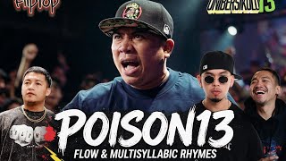 FLIPTOP EMCEES REACTION TO POISON13'S FLOW AND MULTISYLLABIC RHYMES