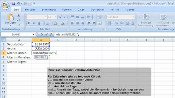Excel 2007 Funktionen: Datedif