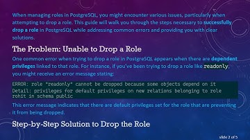 How to Successfully Drop a Role in PostgreSQL