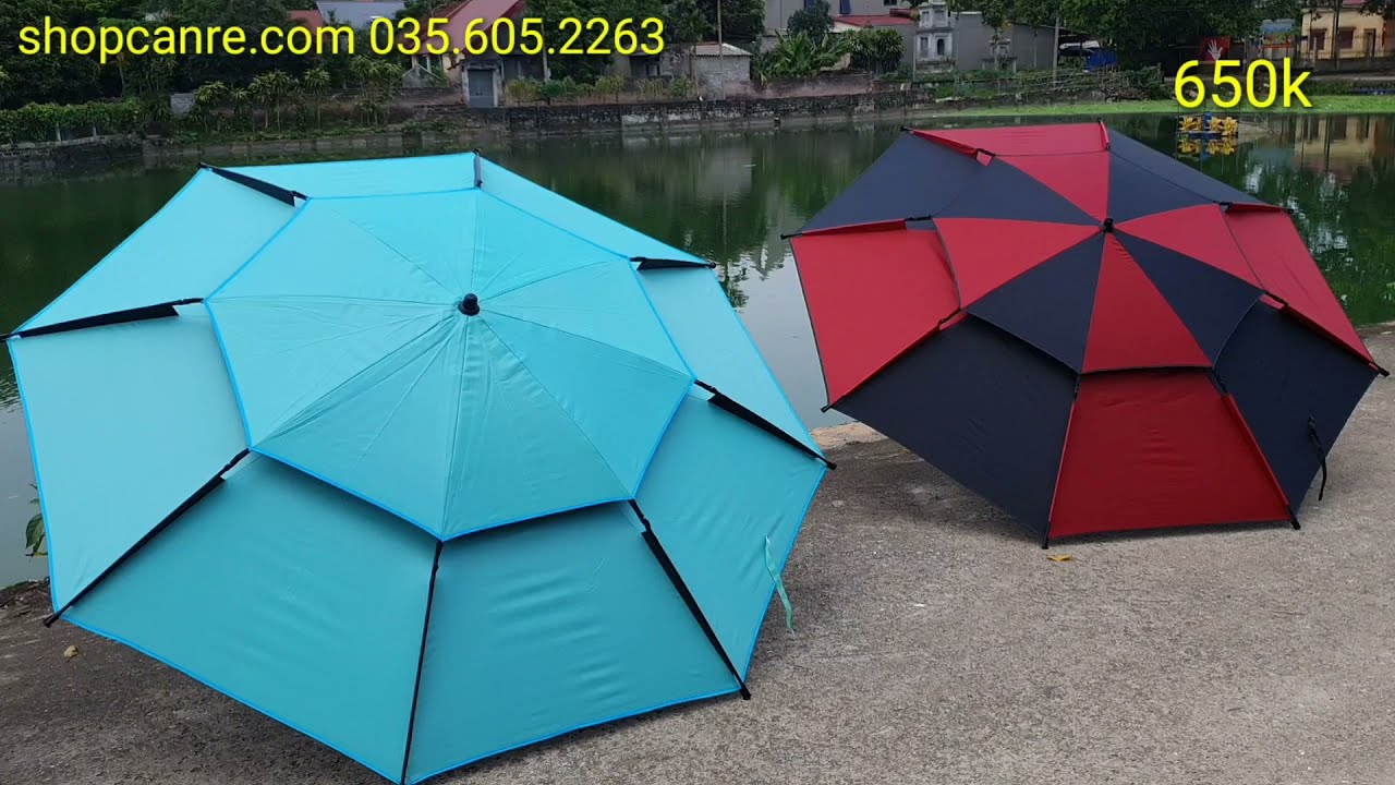 Ô câu cá 2m4 cao cấp dù câu cá rộng 2m4 chống nắng - youtube