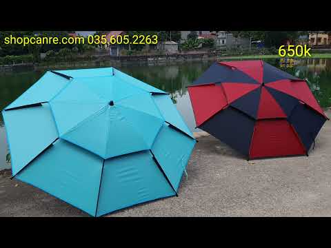 Video Ô câu cá 2m4 cao cấp dù câu cá rộng 2m4 chống nắng - youtube