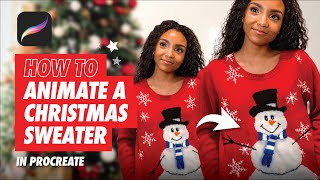 How To ANIMATE A Christmas Sweater in Procreate Tutorial | Animate a Cute Snowman in Procreate screenshot 3