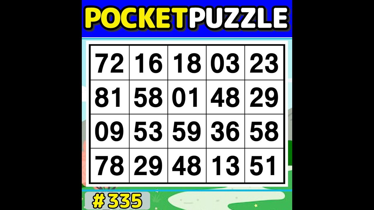 【Pocket Puzzle】 Improve memory & focus with number search 《Number Search|Brain training》 #335