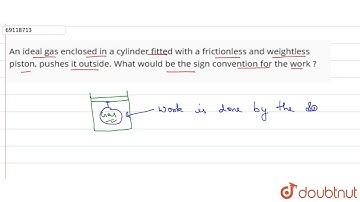 An ideal gas enclosed in a cylinder fitted with a frictionless and weightless piston, pushes it