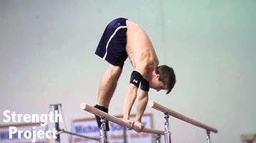 Parallel Bars Straddle Kip To  L Press Handstand On One Rail