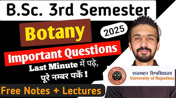 Rajasthan University | Bsc 3rd Semester Botany Important Questions || By Dadhich Sir