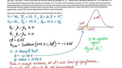 Hypothesis test for the diff. of pop. means Z test, using TI 84 2 SampZTest, Elem. Stats in ALEKS
