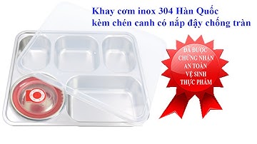 Khay cơm inox 304-Hàn Quốc-kèm chén canh có nắp đậy