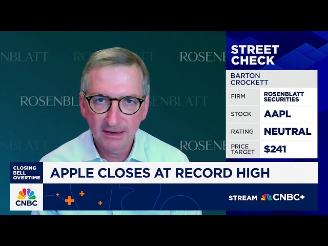 Apple's growth trajectory hasn't changed enough to chase it here, says Rosenblatt's Crockett