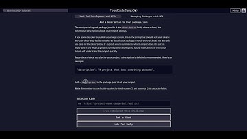 02. Add a Description to Your package.json - FreeCodeCamp - Backend Dev & APIs -Managing Pack w/ NPM