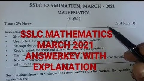 SSLC EXAM MATHEMATCS ANSWERKEY WITH EXPLANATION