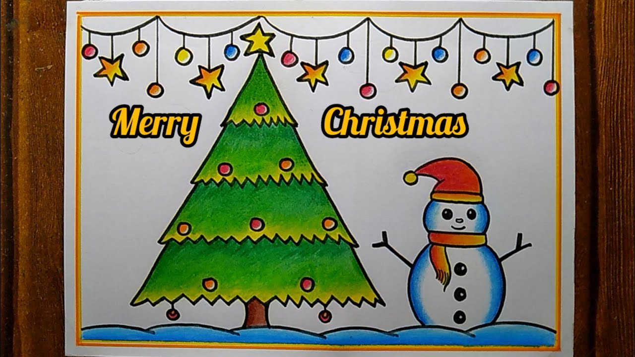 Merry Christmas🎄 ️easy drawing Christmas poster drawing ☃️ How to