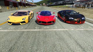 Ferrari LaFerrari vs Lamborghini Aventador LP7004 vs Bugatti Veyron 16.4 SS at Old Spa