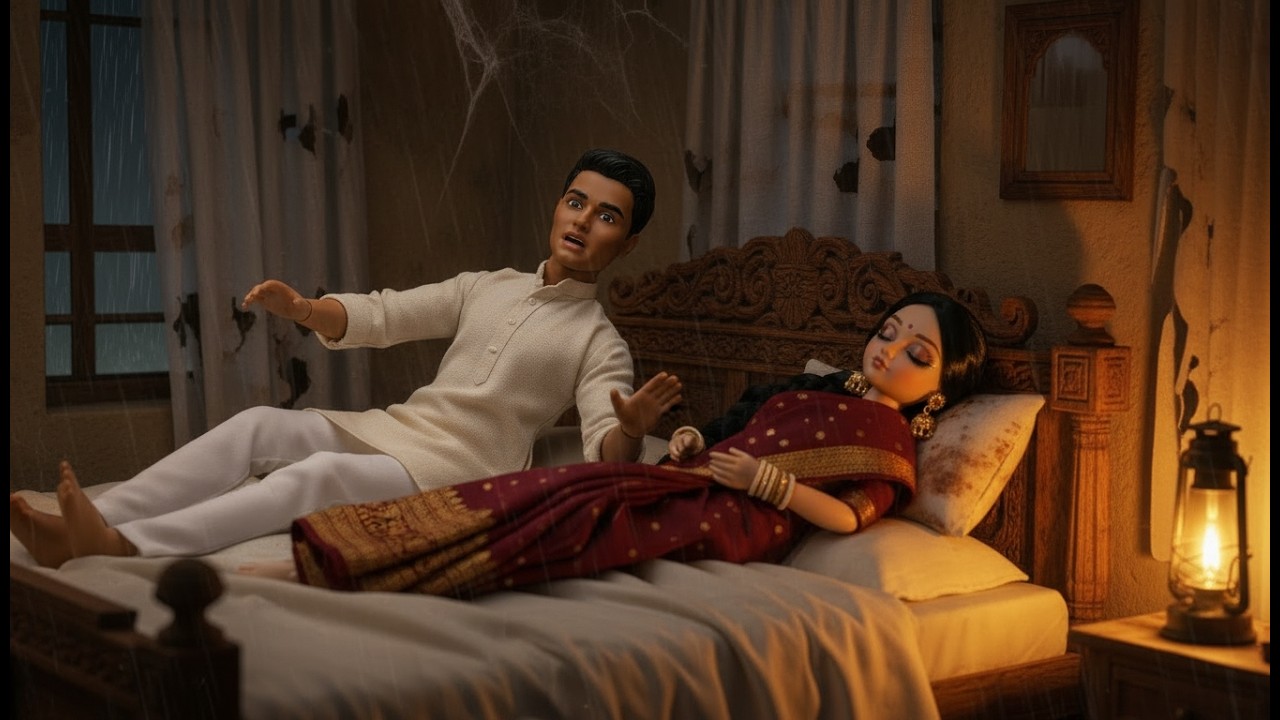 Rainy Night in Haunted Haveli | Miniature Doll Cooking Khichdi ASMR | Barbie doll story