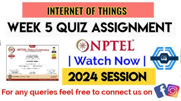 Introduction To Internet Of Things | Week 5 Answers 2024 | NPTEL | SWAYAM