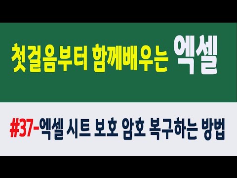 엑셀 첫걸음부터 함께 배워요 #37- 시트보호해제시 암호를 잊어버렸을때 다시 복구하는 방법[100 Days of Microsoft Excel Study]