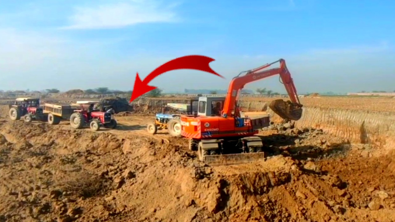 Heavy Excavator Loading Soil Fast | Village Construction Work