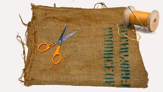 How To Make A Shopping Bag Out Of Old Jute bag And Jeans – it's A Super Easy jute bag craft idea