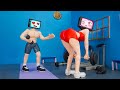 😱 Making TV WOMAN &amp; TV MAN Love Story in the gym with Polymer Clay [ Skibidi Toilet 66 ]