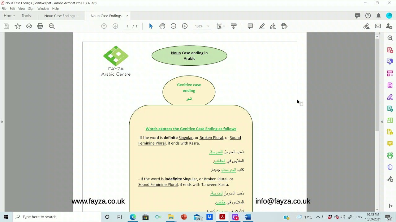 The Genitive case ending in Arabic YouTube