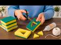 I CUT UP DISH SPONGES AND MADE AN AWESOME PIECE! 😍 HOME DECOR IDEA! DIY