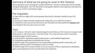 AWS Code Commit, Code Build, Code Deploy, Pipeline with Java - Tomcat, maven. Deploying war file.