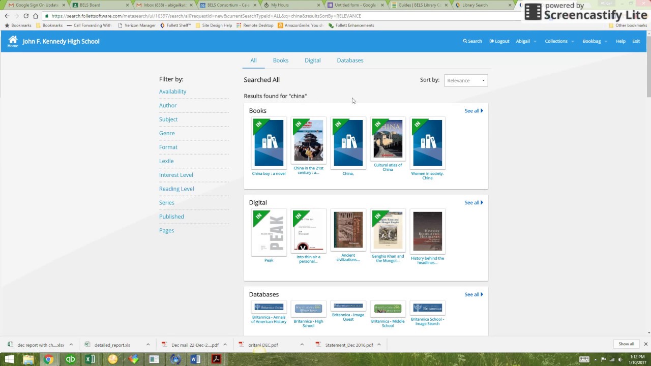 Searching in Follett's Destiny Discover YouTube