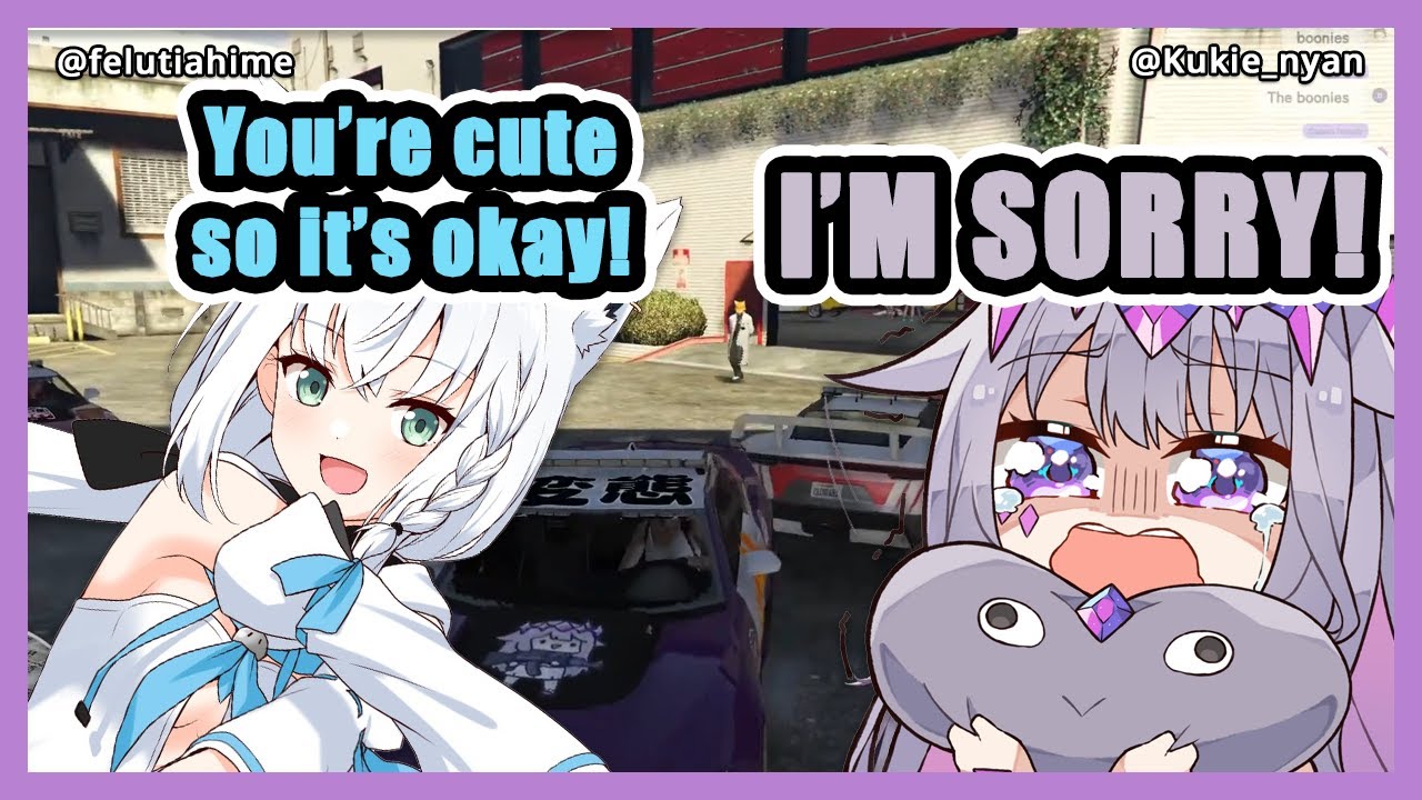 [#holoGTA] Фубуки прощает Бибу за то, что он ударил её машину, потому что она милая