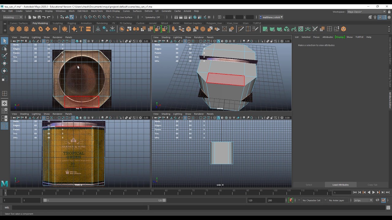 Maya 2020 Tutorial - Modeling From Reference - Tea Can - YouTube