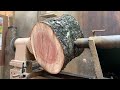 Creative woodworking ideas  turn a piece of redwood into a double layer plate in the easiest way