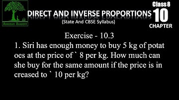 Class 8 Direct and Inverse Proportions Exercise - 10.3