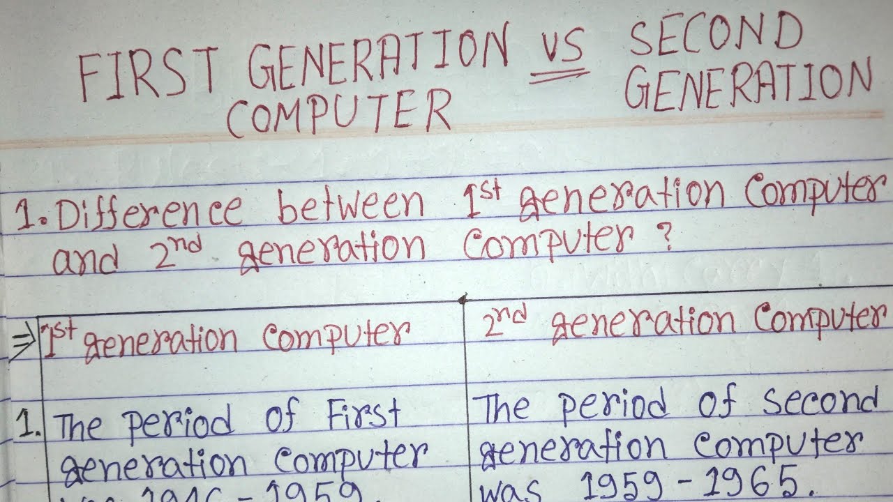 First generation computer vs second generation computer