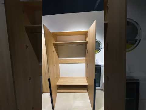 Шафа тристулкова з полицями та штангою для вішалок шириною 180 см Шафи розстібні дизайнерські з ДСП, видео 1