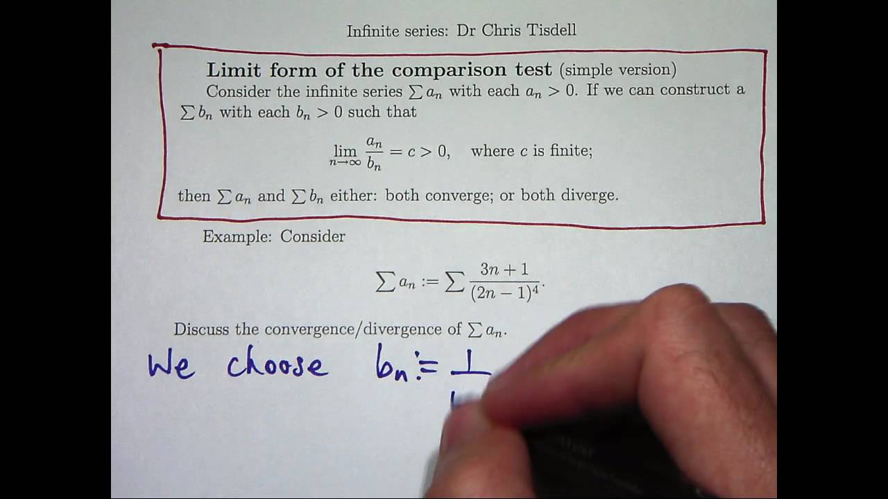⁣Series: Limit Comparison Test Ex1. Chris Tisdell UNSW (MATH1231)