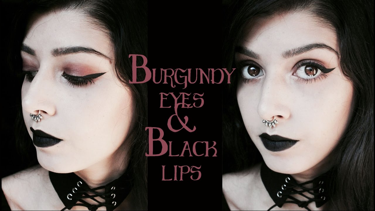 Burgundy eyes & Black lips / Makeup tutorial . - YouTube