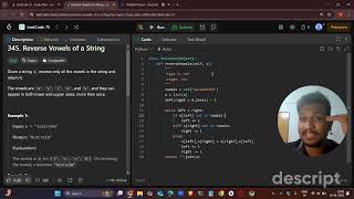 LeetCode Day 19 : Reverse Vowels of a String , day 39 of python learning Series , LeetCode in python