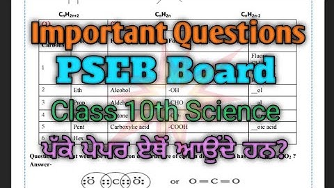 PSEB Board Class 10th Science Important Questions (Part 1)| IMP Questions Science|  Science #pseb