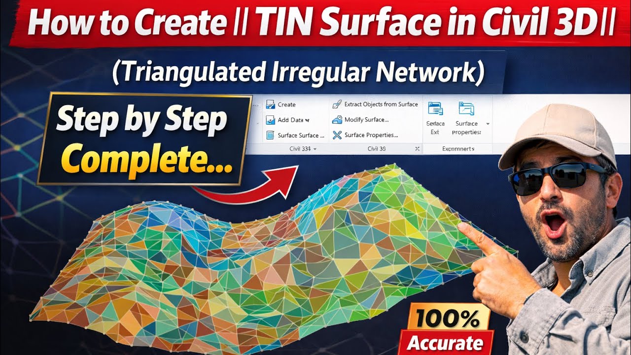 Tin Surface Example how to Creat || TIN Surface in civil 3D || (Triangulated Irregular ...