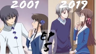 Side by side comparison of Fruits Basket 2001 v 2019 (Episode One