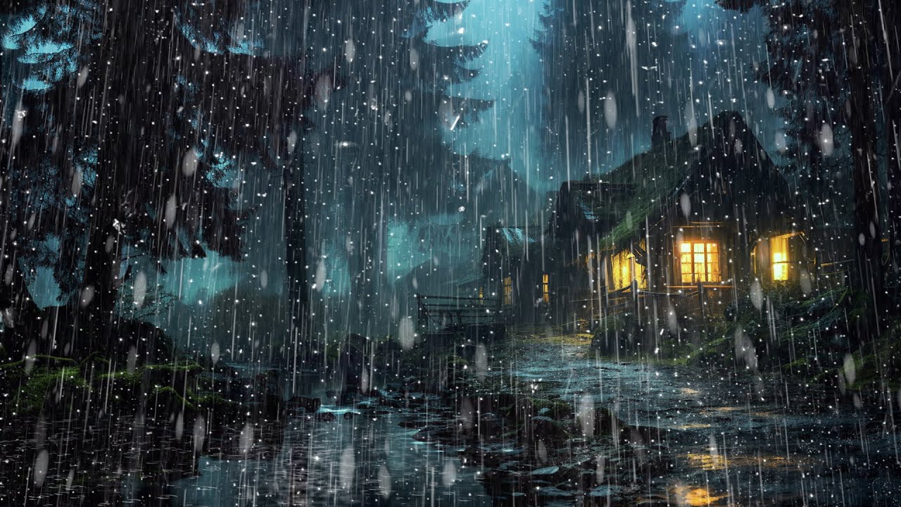 Healing rain sounds at night for Deep Sleep - Heavy rain in the dark ...