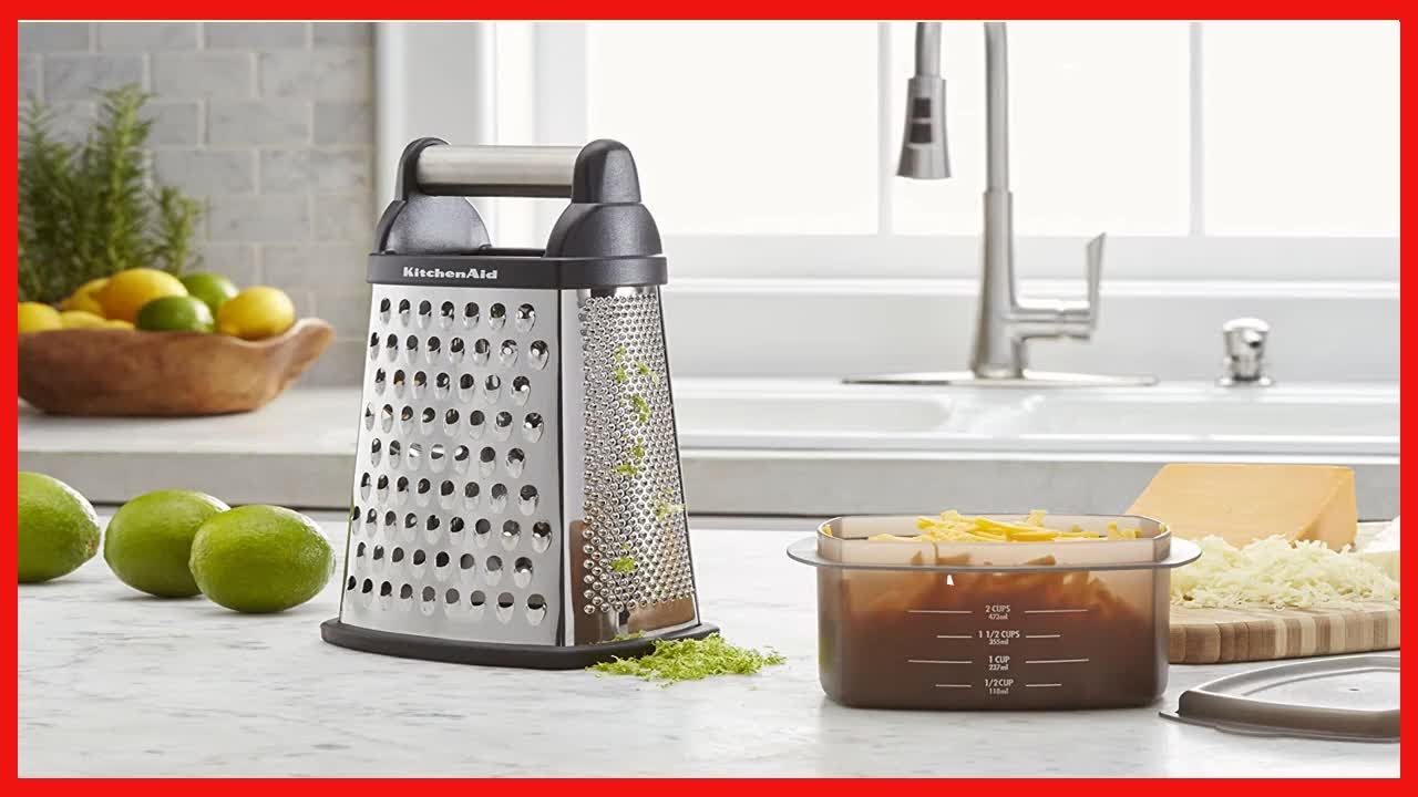 Kitchenaid Stainless Steel Box Grater in Black Handle, Dishwasher Safe