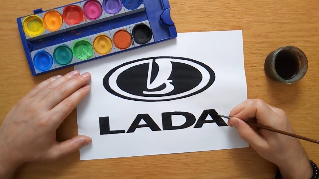 Как нарисовать логотип Lada - How to draw the Lada logo - YouTube